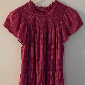 NWOT Donna Morgan Magenta Maxi Dress w/Pockets and Smocked Collar Detail Sz 10